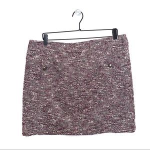 Loft | Tweed Purple Mini Skirt w/ Pockets